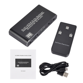 Audio IR Remote Control Plug And Play Splitter Support HDR 2 In 2 Out Home Office High Speed HDMI Switch 4K 60Hz Stable Portable